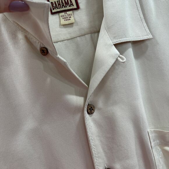Tommy Bahama Shirt XL Tan Silk Button Down Short Sleeve Camp Casual Resort Wear - Picture 10 of 13